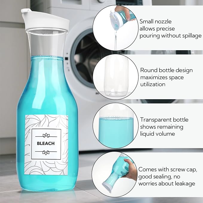 4 Pack Laundry Bottles 53oz Plastic Liquid Detergent Dispenser - Image 3