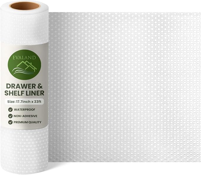 EVALAND Shelf Liners for Kitchen Cabinets Non-Adhesive 17.7" x 33 FT Clear - Image 9