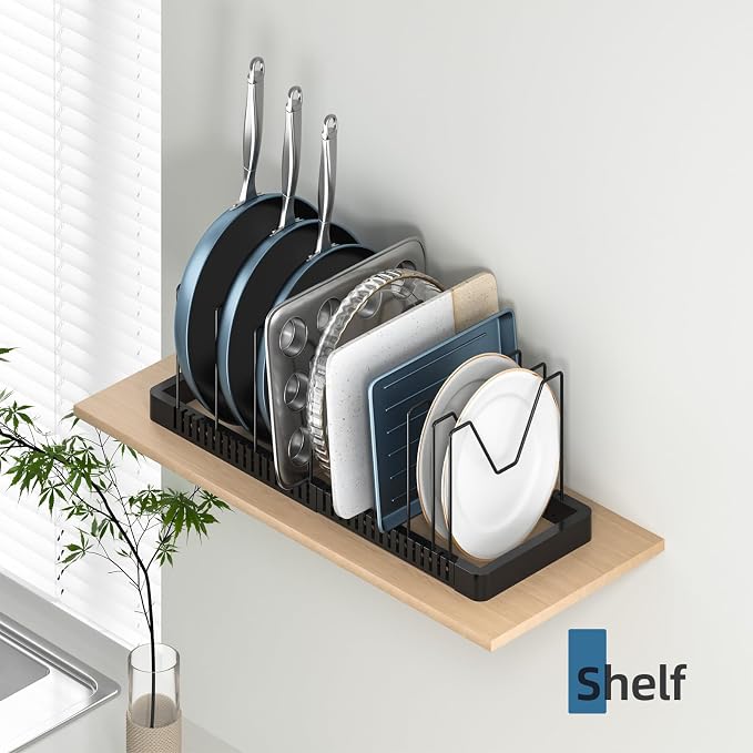 Pots and Pans Organizer under Cabinet, Expandable Pot Lid Organizer Holder - Image 7