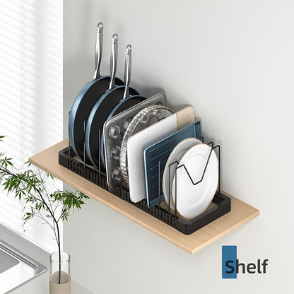 Pots and Pans Organizer under Cabinet, Expandable Pot Lid Organizer Holder - Image 7