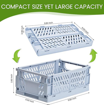 2-Pack Small Pastel Plastic Storage Baskets, Collapsible Crates - Image 3