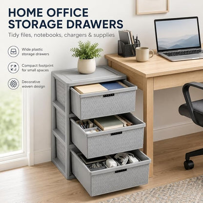 Wide 3-Drawer Plastic Storage Tower - Image 5