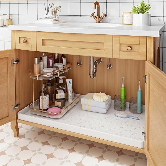 Jin&Bao Waterproof Under Sink Mat 34" x 22", Thick Silicone Mat Cabinet - Image 3
