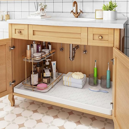 Jin&Bao Waterproof Under Sink Mat 34" x 22", Thick Silicone Mat Cabinet - Image 3
