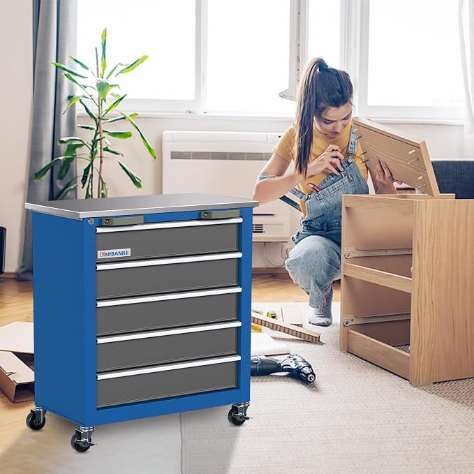 LARBANKE 5-Drawer Rolling Tool Chest, Tool Cabinet on Wheels - Image 6