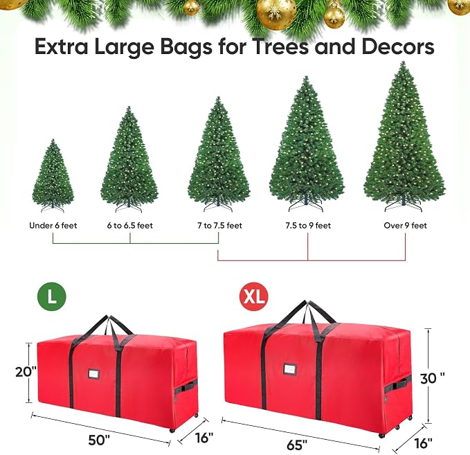 BALEINE 7.5 ft Rolling Christmas Tree Storage Bag, 2 Swivel Wheels - Image 5