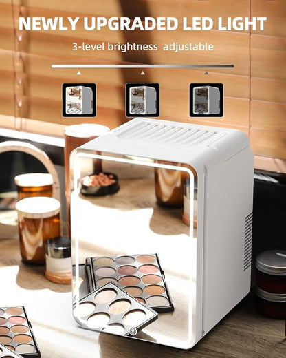 12L Skincare Fridge with Mirror & LED Lighting, 3-Mode Dimmable, Cooler & Warmer - Image 5