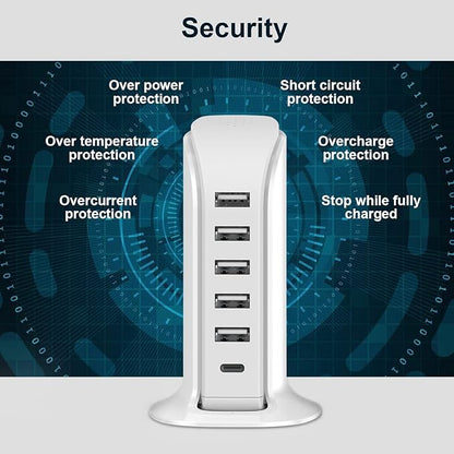 Charging Station for Multiple Devices 40W Upoy, Wall Charger Block 5 USB Ports - Image 7
