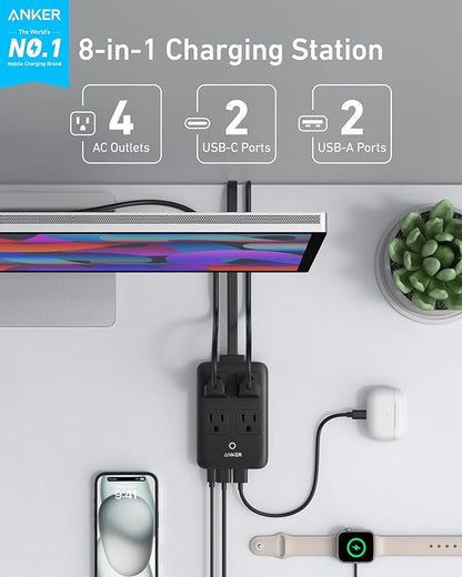 Anker Charging Station, 20W Max 8-in-1 USB-C Power Strip | 5 ft Thin Cord - Image 2