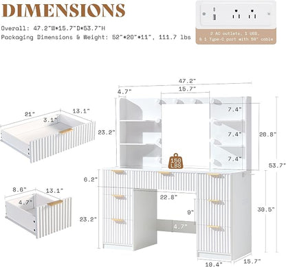 AMERLIFE 47.2" Fluted Vanity Desk - Image 3