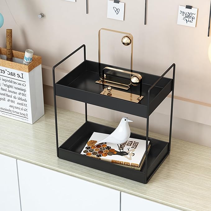 2 Tier Bathroom Counter Organizer, Vanity Storage Shelf, Stores Cosmetics - Image 3