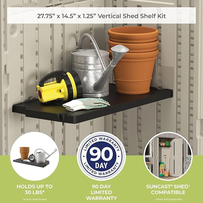 Suncast 2 Pack Vertical Shed Shelf Kit, Space Saving Shelving - Image 8