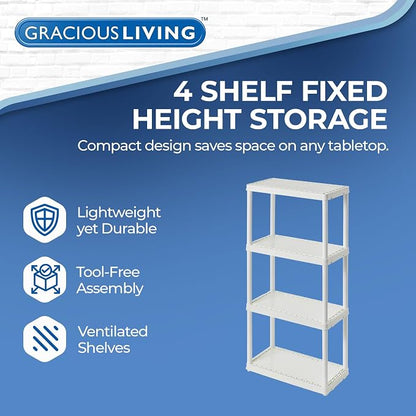 Gracious Living 4 Shelf Fixed Height Solid Light Duty Storage Unit 12 x 24 x 48 - Image 4