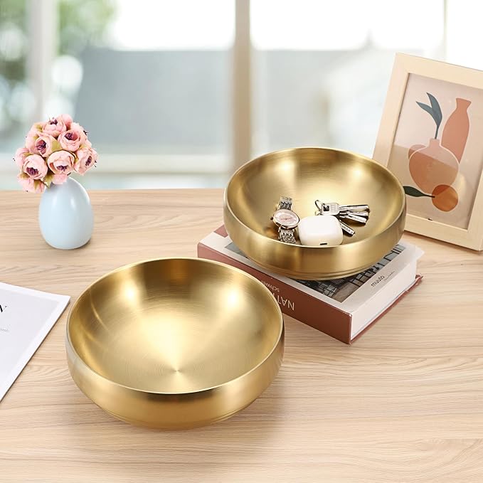 9.1 Inches Stainless Steel Bowl Decorative Key Bowl Golden Serving Bowl - Image 7