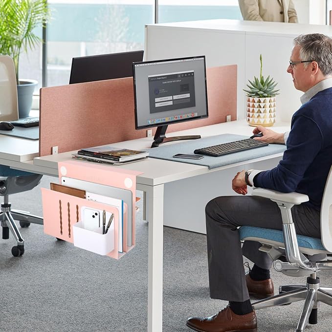 LUKETURE Desk Side Storage, 2 Tie Laptop Holder No Drill Clamp On Organizer | - Image 8