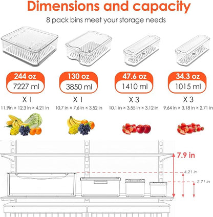Fridge Organizers and Storage, 8 Pack Clear Freezer Organizer Bins - Image 3