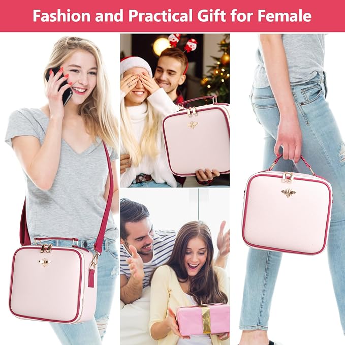 Travel Makeup Bag with Mirror of LED Lighted, Rechargeable Cosmetic Train Case - Image 5