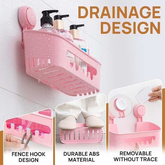 LEVERLOC Shower Caddy Suction Cup 2 Pack, Shower Organizer Removable Bathroom - Image 3