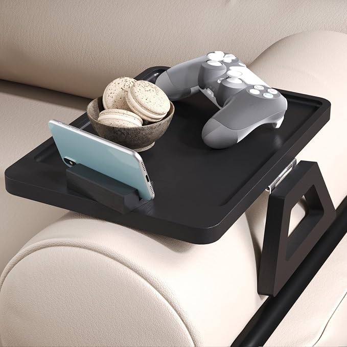Couch Arm Tray with 360°Phone, Bamboo Folding Sofa Tray, Sofa Armrest Trays - Image 4