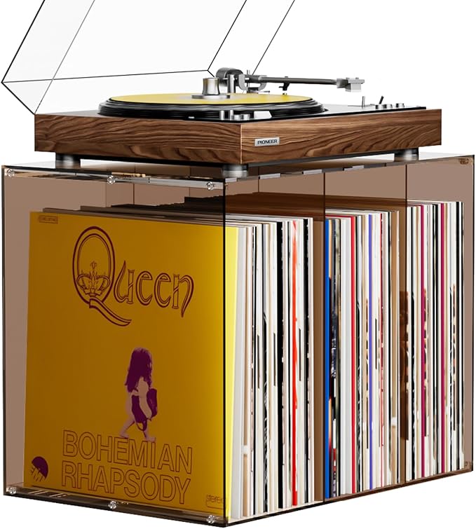 Bikoney Vinyl Record Storage, Stackable Cube Acrylic Vinyl Record Holder by Bikoney
