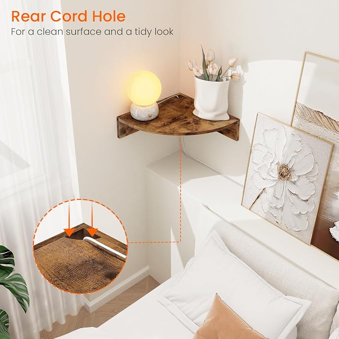 Corner Shelf Wall Mount, 3 Tier Wood Wall Display Shelf, Storage - Image 5