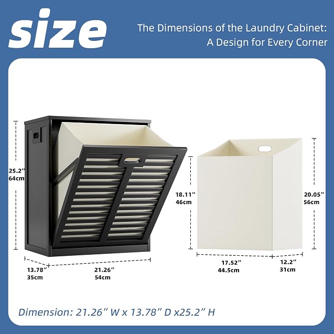 HITNET Tilt Out Laundry Hamper, Bamboo Laundry Cabinet - Image 3