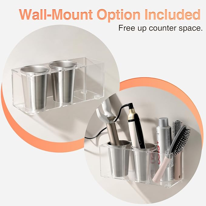 Acrylic Hair Tool Organizer, Curling Iron Holder Countertop, Hair Dryer - Image 4