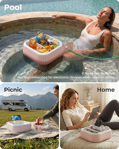 Organizer Tray with Adjustable Phone & Kindle Stand, Waterproof Storage Basket - Image 2
