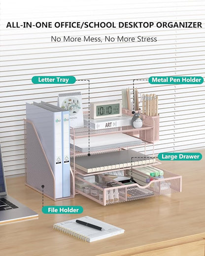 WALI Desk File Organizer, 4 Tier Desktop Paper Letter Tray Organizer - Image 2