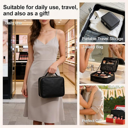 Travel Makeup Bag with Brush Holder, Professional Cosmetic Train Case Organizer - Image 6