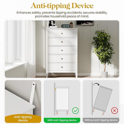 RoyalCraft White Fluted 5 Drawer Dresser - Image 7