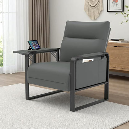 Upholstered Accent Sofa, Modern Faux Leather Chair - Image 9