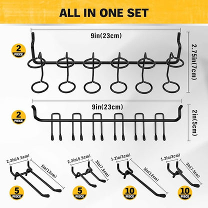 ELEAD 286-Piece Extra Thick Pegboard Hooks Set, 1/4" Heavy Duty Black Peg Board - Image 2