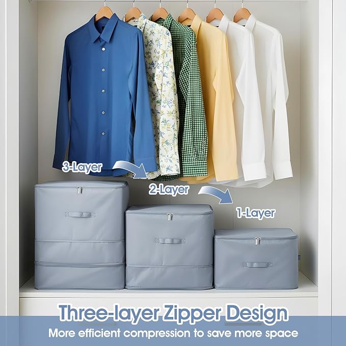 2 PCS 3-Layer Ultra Space Saving Zipper Compression Storage Bags Large Capacity - Image 4