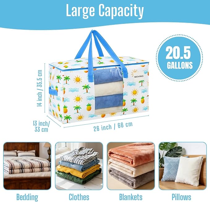 VENO 6 Pack Heavy Duty Moving Bags, Clothes and Comforter Storage Bags - Image 2