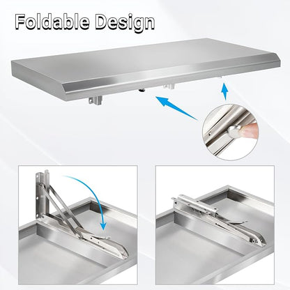 Stainless Steel Folding Concession Shelf 24" x 18" | Heavy Duty Drop Down - Image 4