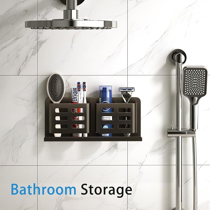 Aluminum Toothbrush Holder Self-Adhesive Hanging Bracket Shower Toothbrush - Image 8