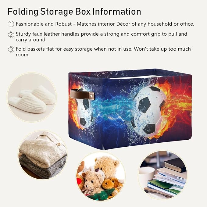 ZAZYXTJ Soccer Storage Basket for Shelves Open Storage Bin 2Pack | Foldable - Image 5
