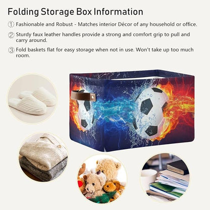 ZAZYXTJ Soccer Storage Basket for Shelves Open Storage Bin 2Pack | Foldable - Image 5