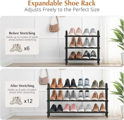 INSMART 3-Tier Expandable Shoe Rack, Stackable and Adjustable Shoes Organizer - Image 2