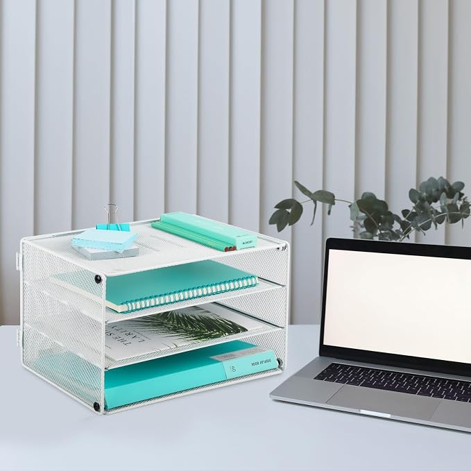EASEPRES 3 Tier Mesh Desk Organizer Tray, Desktop Mail File Paper Letter Folder - Image 7
