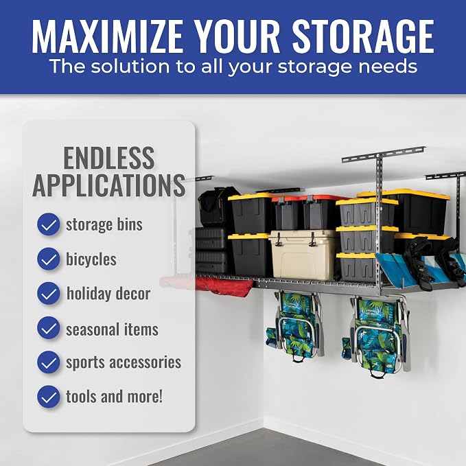 SafeRacks 4x8 Overhead Garage Storage Rack Heavy Duty - Image 3