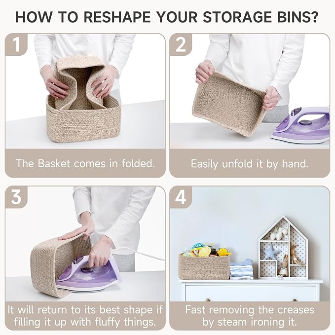 3-Pack Small Storage Baskets for Organizing | Woven Shelf Toy Basket | Rope - Image 8