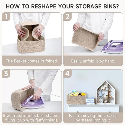 3-Pack Small Storage Baskets for Organizing | Woven Shelf Toy Basket | Rope - Image 8