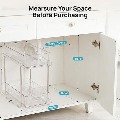 Vtopmart 2 Pack Plastic Larger Higher Bathroom Kitchen Under Sink Organizer - Image 6