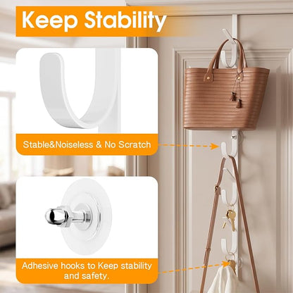 LUCYCAZ Over The Door Hooks, Purse Storage Organizer, Fits Doors 1 3/4" White | - Image 4