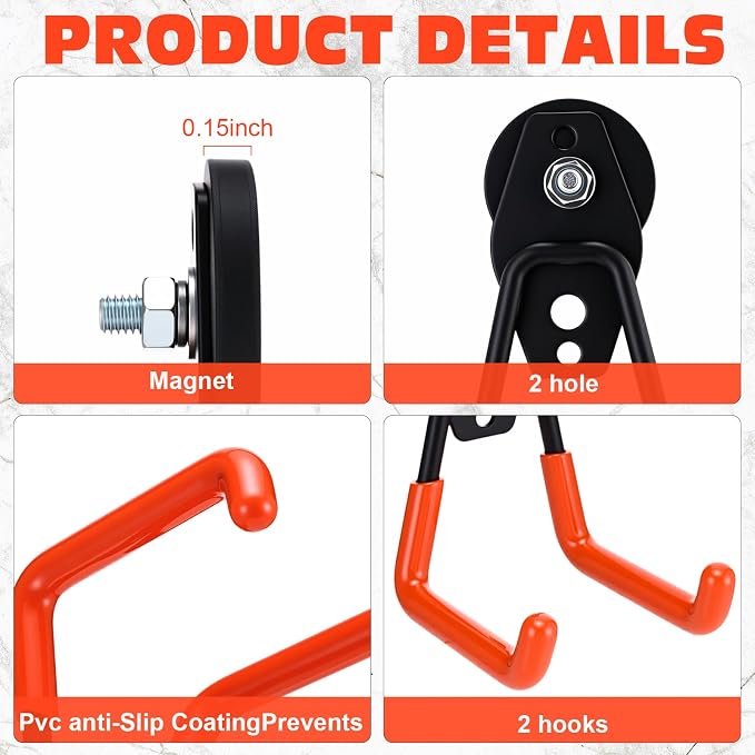 Landhoow Large Magnetic Hooks Heavy Duty Garage Magnet Hooks Strong Storage - Image 3