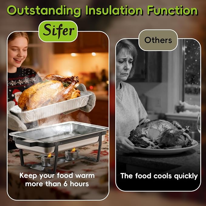 sifer 9Qt 4Pack Chafing Dishes for Buffet | Chafing Dishes - Image 5