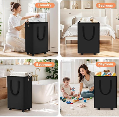 SpaceTrove Laundry Basket with Wheels, Collapsible Laundry Baskets, Laundry - Image 7