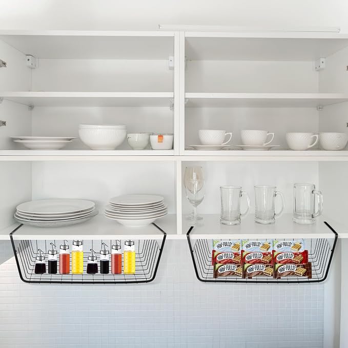 6 Pcs Undershelf Storage Basket Under Shelf Wire Basket Household Metal Under - Image 8